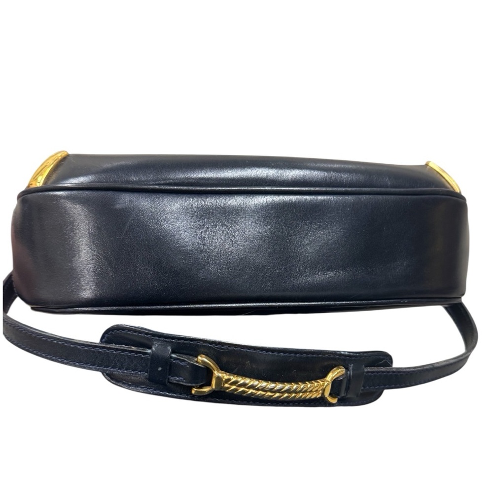 Old Gucci Vintage Black Polished Leather Horsebit Accent Shoulder Bag Auth - Picture 7 of 16